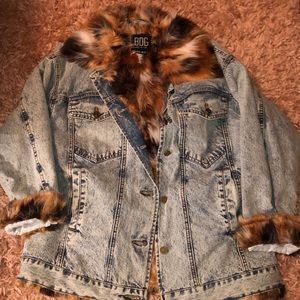 Faux fur and denim jacket